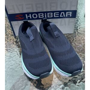 HOBIBEAR Women Shoes Sz EUR‎ 40 (US 9) Slide On Blue White Soles Green Trim New
